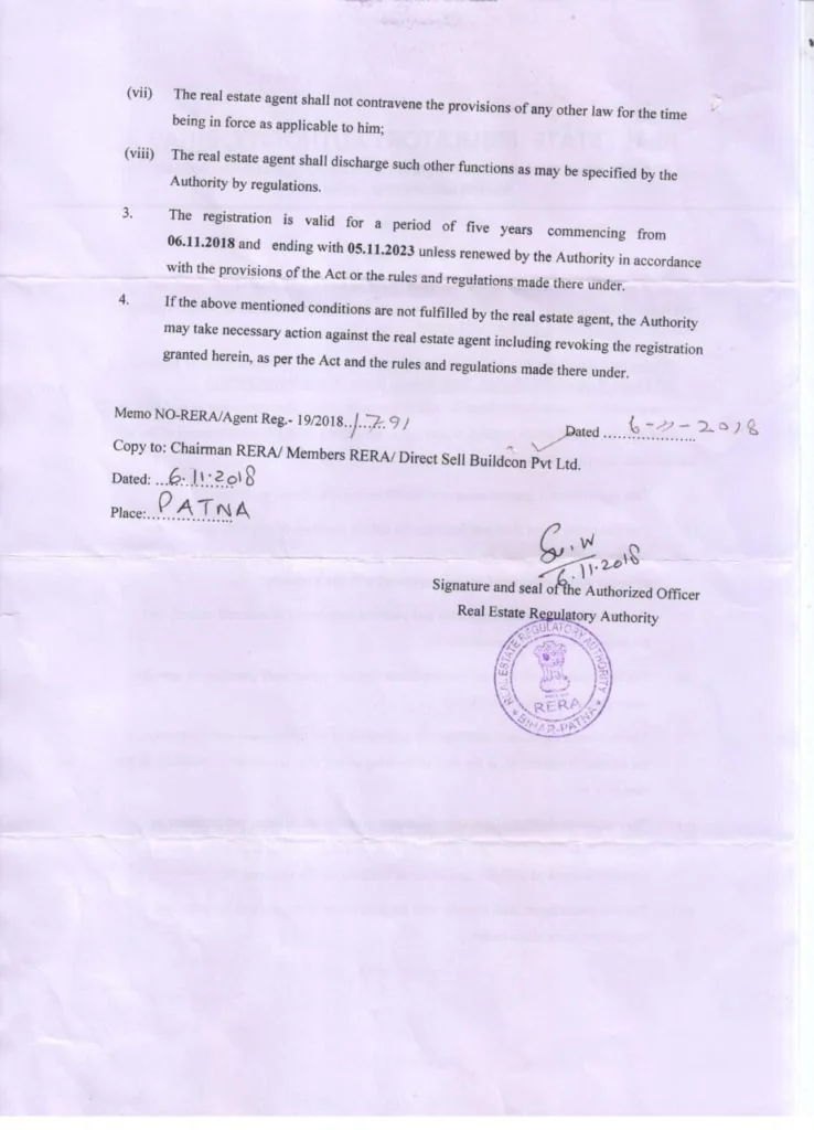 RERA registration page 2